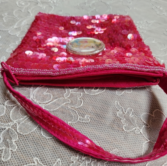 Pink Sequin DISNEY PRINCESS Small Bag Purse Gift Card Holder Coin Purse - Picture 5 of 10